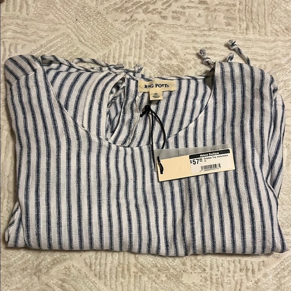 R.G. Poets Striped Top - Blue and White